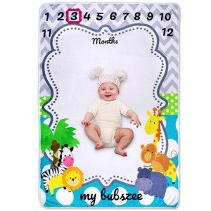 Jungle, zoo,  Animals theme Polar Fleece Milestone baby blanket